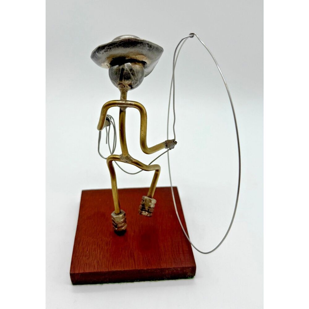 Cowboy Roping Figurine Homemade Metal Craft‎ - Picture 3 of 5